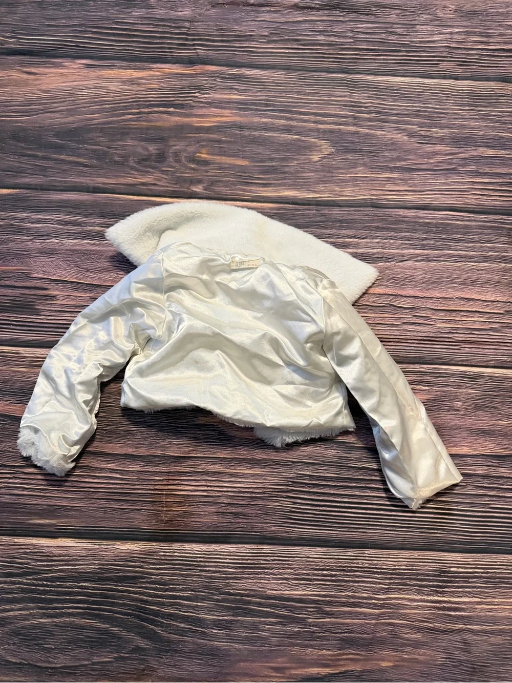 4T Girls White Faux Fur Bolero Jacket